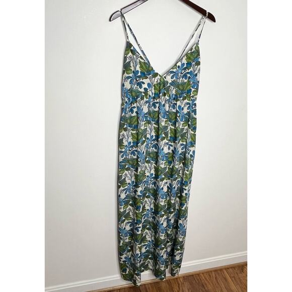 Patagonia Pataloha Womens Strappy Maxi Dress XL Blue Green Floral V Neck Pockets - Picture 5 of 15